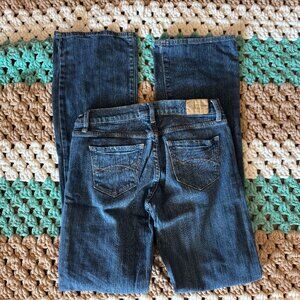 A&F Abercrimbie & Fitch EMMA Stretch Blue Low Rise Denim Jeans Pants Womans 0R